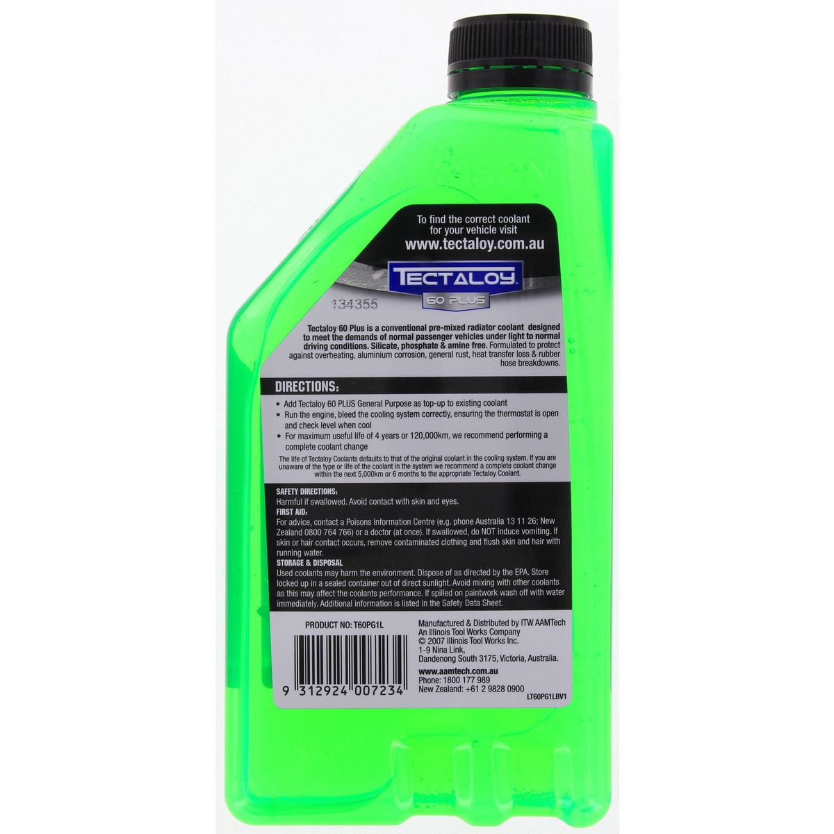 Tectaloy 60 Plus Premix Coolant Green 1L - T60PG1L