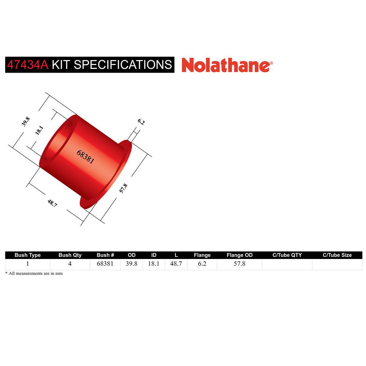Nolathane Rear Spring Shackle Bushing Kit - 47434A