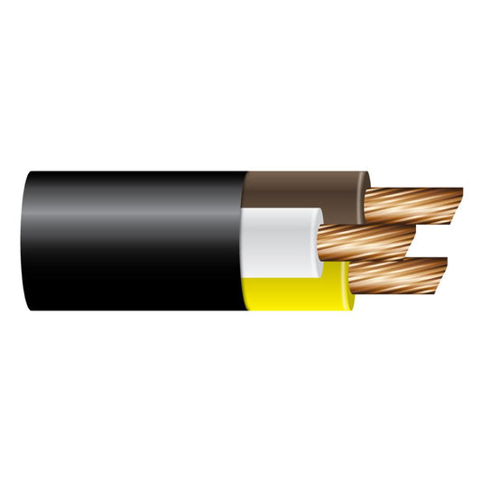 OEX Automotive Cable 3 Core 3mm Brown/White/Yellow W/Black Sheath 100M Roll - ACX0812