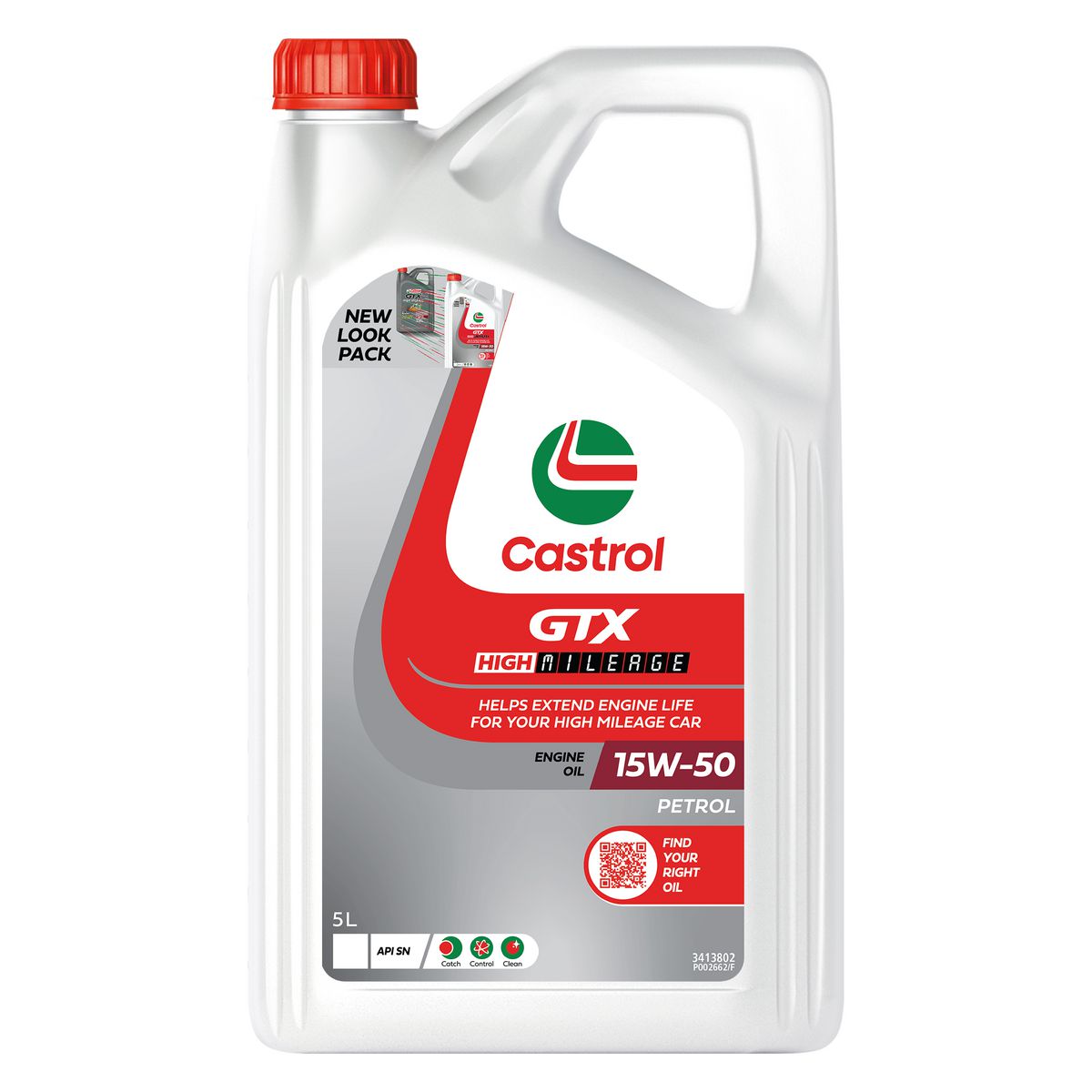 Castrol GTX High Mileage 15W50 Engine Oil 5L - 3413802