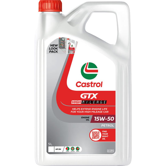 Castrol GTX High Mileage 15W50 Engine Oil 5L - 3413802