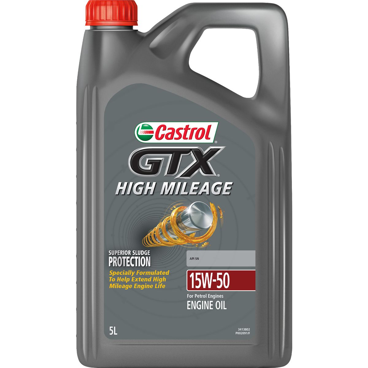 Castrol GTX High Mileage 15W50 Engine Oil 5L - 3413802