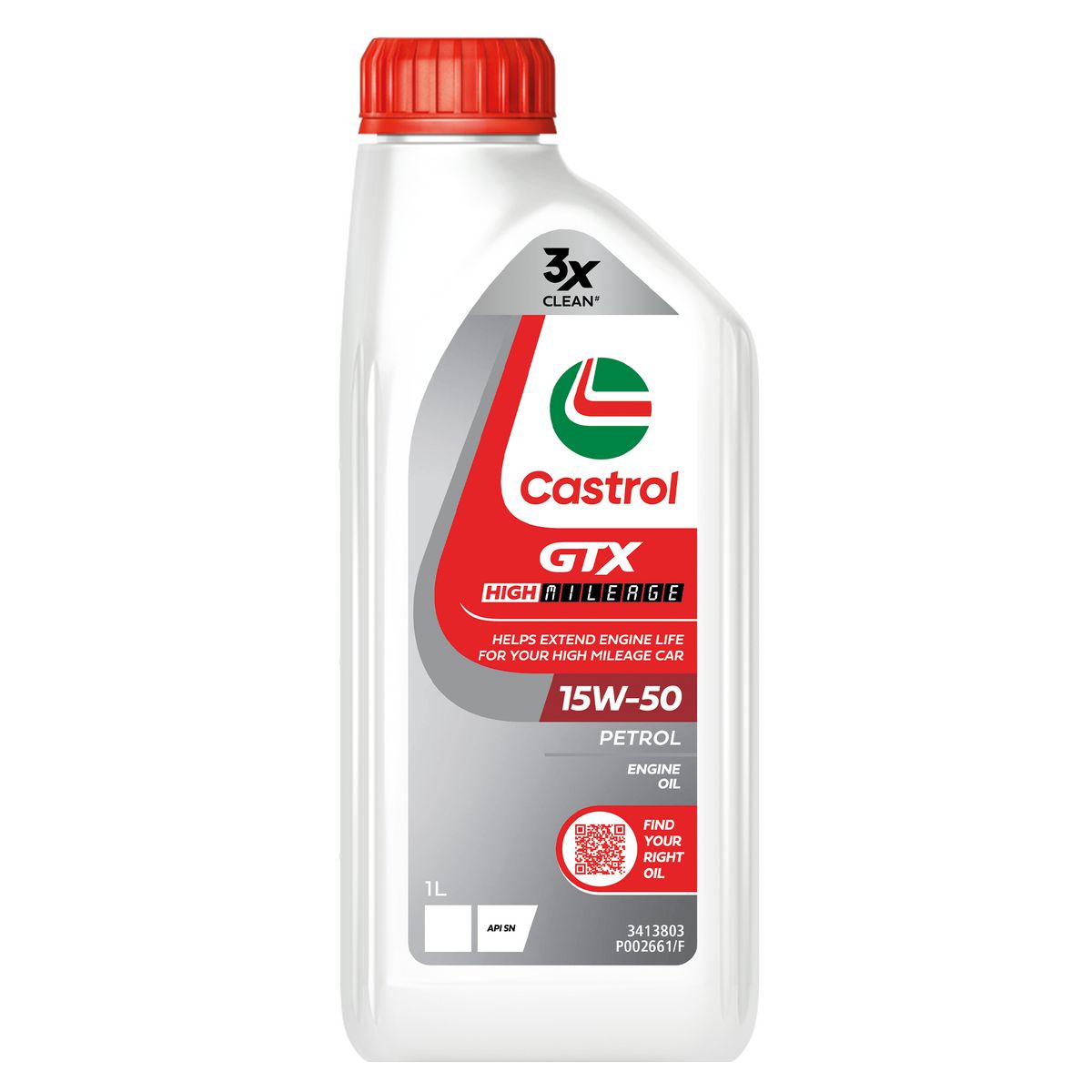 Castrol GTX High Mileage Premium Mineral Engine Oil 15W-50 1L - 3413803