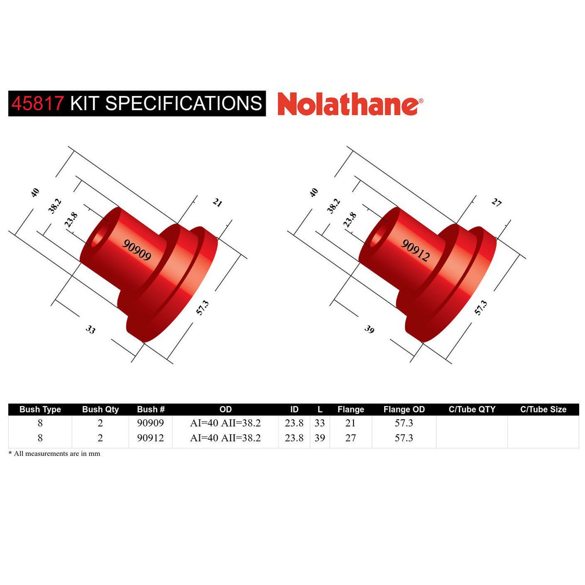 Nolathane Front Leading Arm To Chassis Bushing Kit - 45817