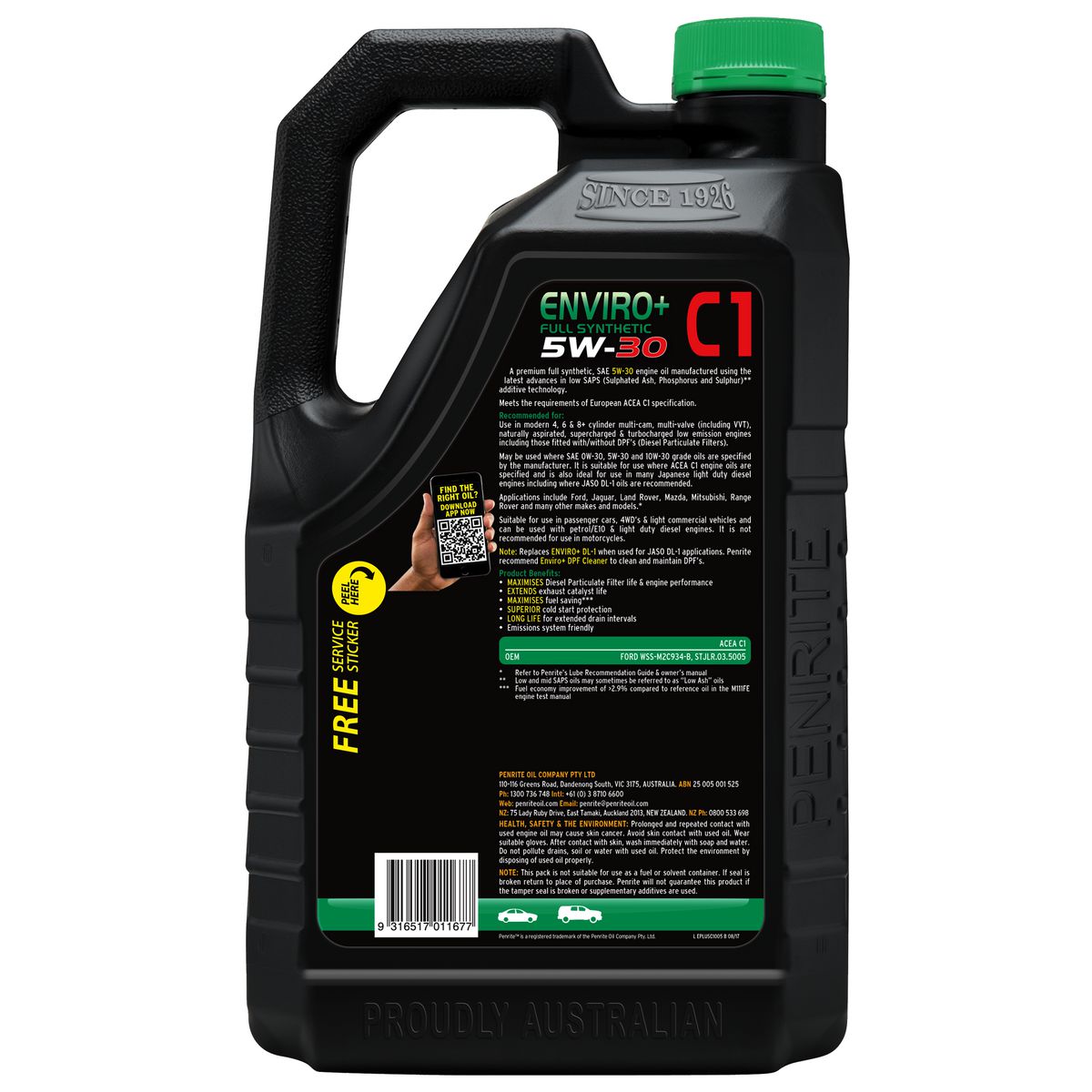 Penrite Enviro+ C1 5W-30 Diesel Engine Oil 5L - EPLUSC1005