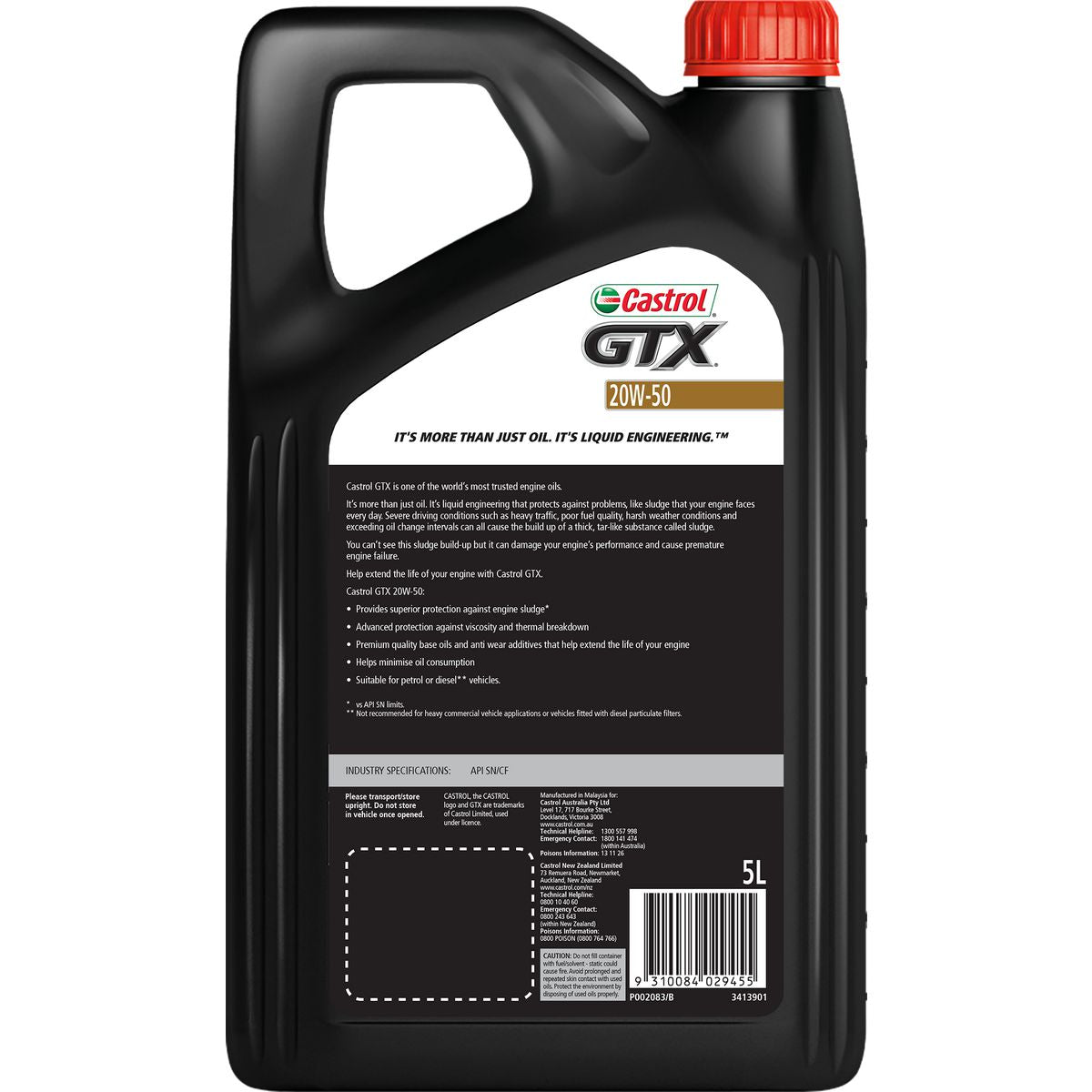 Castrol GTX Premium Mineral Engine Oil 20W-50 5L - 3413901