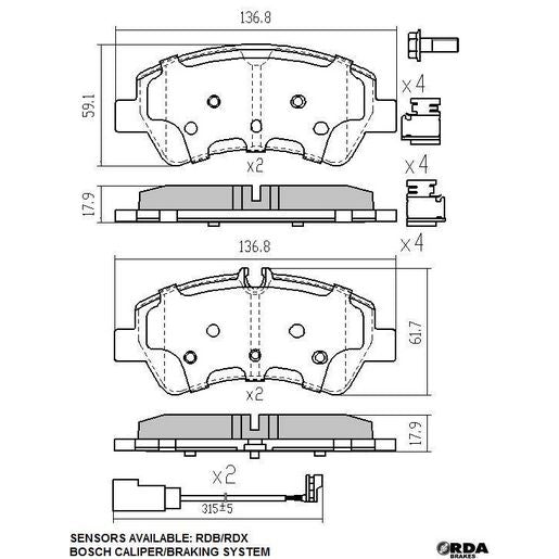 RDA GP Max Brake Pad Set Rear - RDB2345