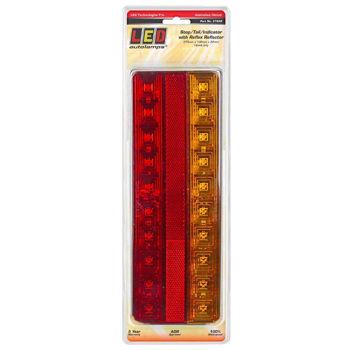 LED Autolamps 12V Stop/Tail/Indicator Lamps With Reflex Reflector With White Background - 275AR