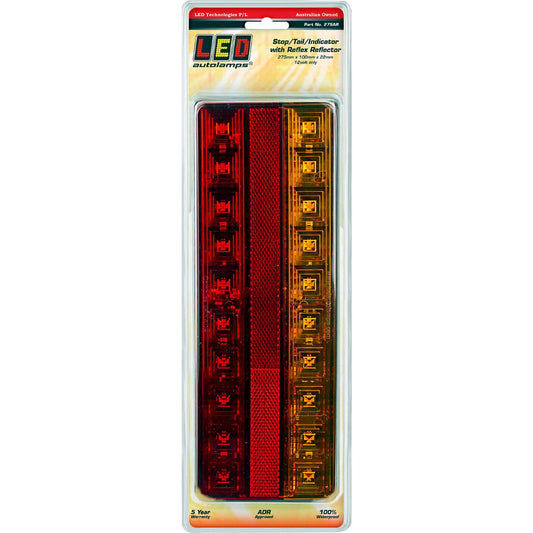 LED Autolamps 12V Stop/Tail/Indicator Lamps With Reflex Reflector With White Background - 275AR