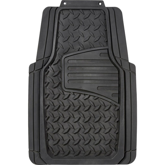 Maxi Trac 4WD Black Rubber Diamond Plate Car Front Floor Mats Pair - MTCM2PCFDPBLK