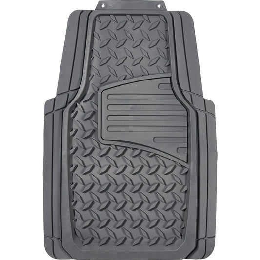 Maxi Trac 4WD Grey Rubber Diamond Plate Car Front Floor Mats Pair - MTCM2PCFDPGRY
