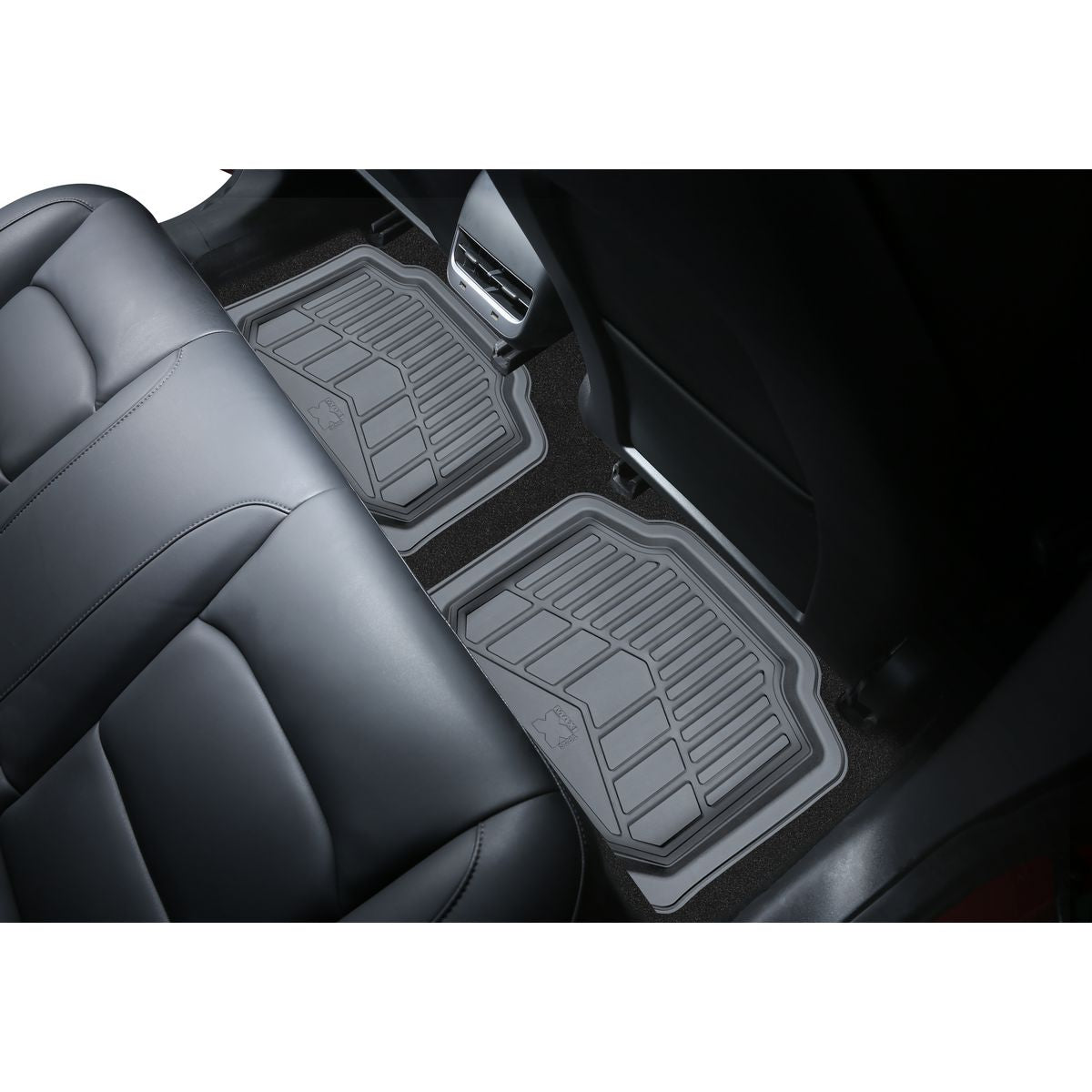 Maxi Trac 4WD Grey Rubber Deep Dish Car Rear Floor Mats Pair - MTCM2PCRDDGRY