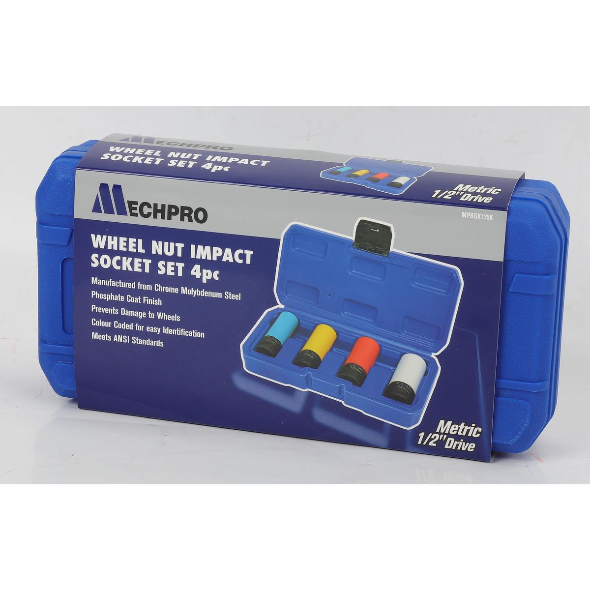 Mechpro Blue 1/2In Square Drive Wheel Nut Set 4pc - MPBSK135K