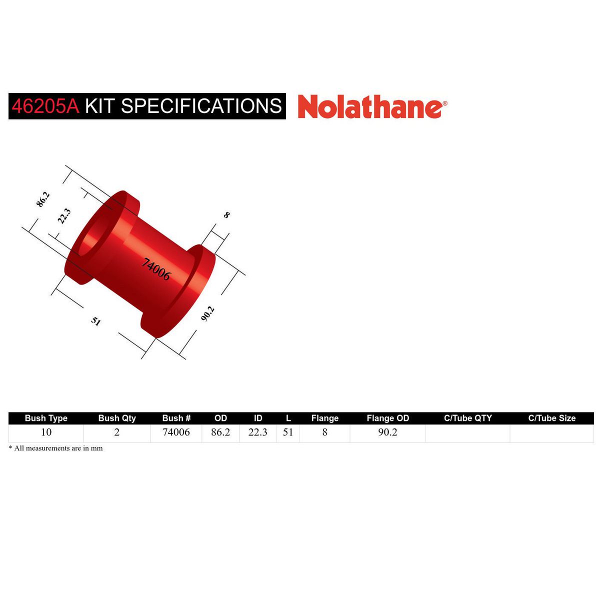 Nolathane Rear Lower Front Trailing Arm Bushing Kit - 46205A