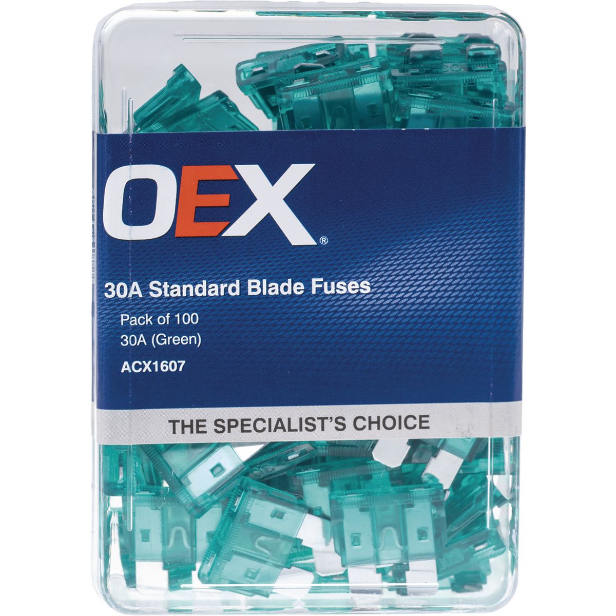 OEX Fuse Standard Blade 30A Green (Pack of 100) - ACX1607