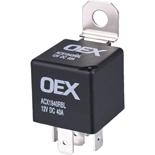 OEX Mini Relay 12V Normally Open 40A - Resistor Protected, Sealed - ACX1940RBL