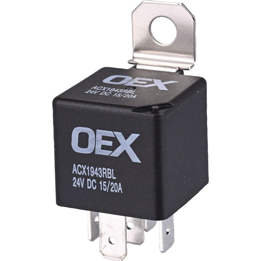 OEX Mini Relay 24V Change Over 15/20A 5 Pin - Resistor Protected, Sealed - ACX1943RBL