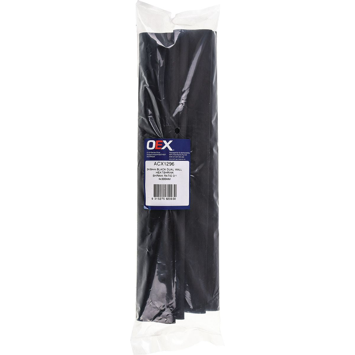 OEX Heat Shrink Dual Wall Black 24mm x 300mm (4 Pack) - ACX1296
