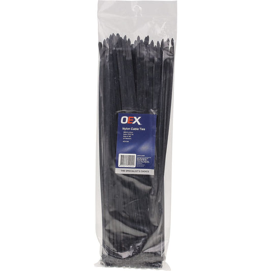 OEX Nylon Cable Ties 4.8mm x 370mm Black 100 Pack - ACX1320