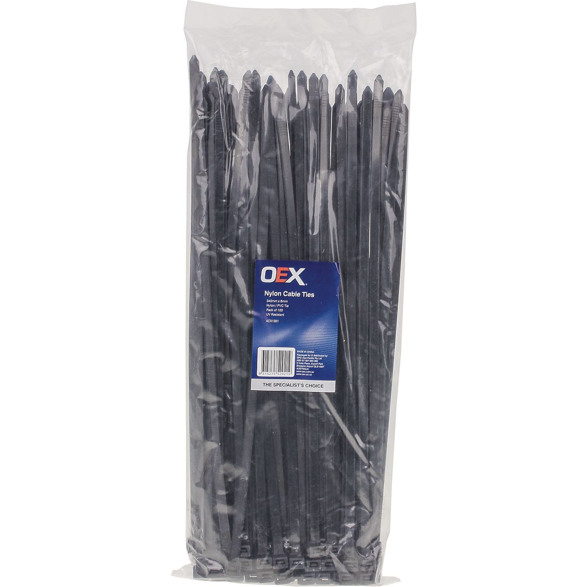 OEX Nylon Cable Ties 7.6mm x 370mm Black 100 Pack - ACX1321
