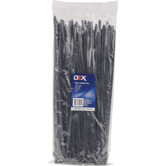 OEX Nylon Cable Ties 7.6mm x 370mm Black 100 Pack - ACX1321
