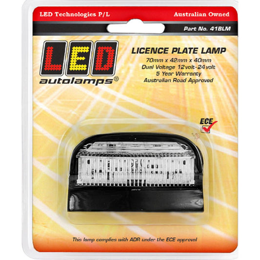 LED Autolamps Multi Volt LED Licence Plate Lamp With Black Housing - 41BLM