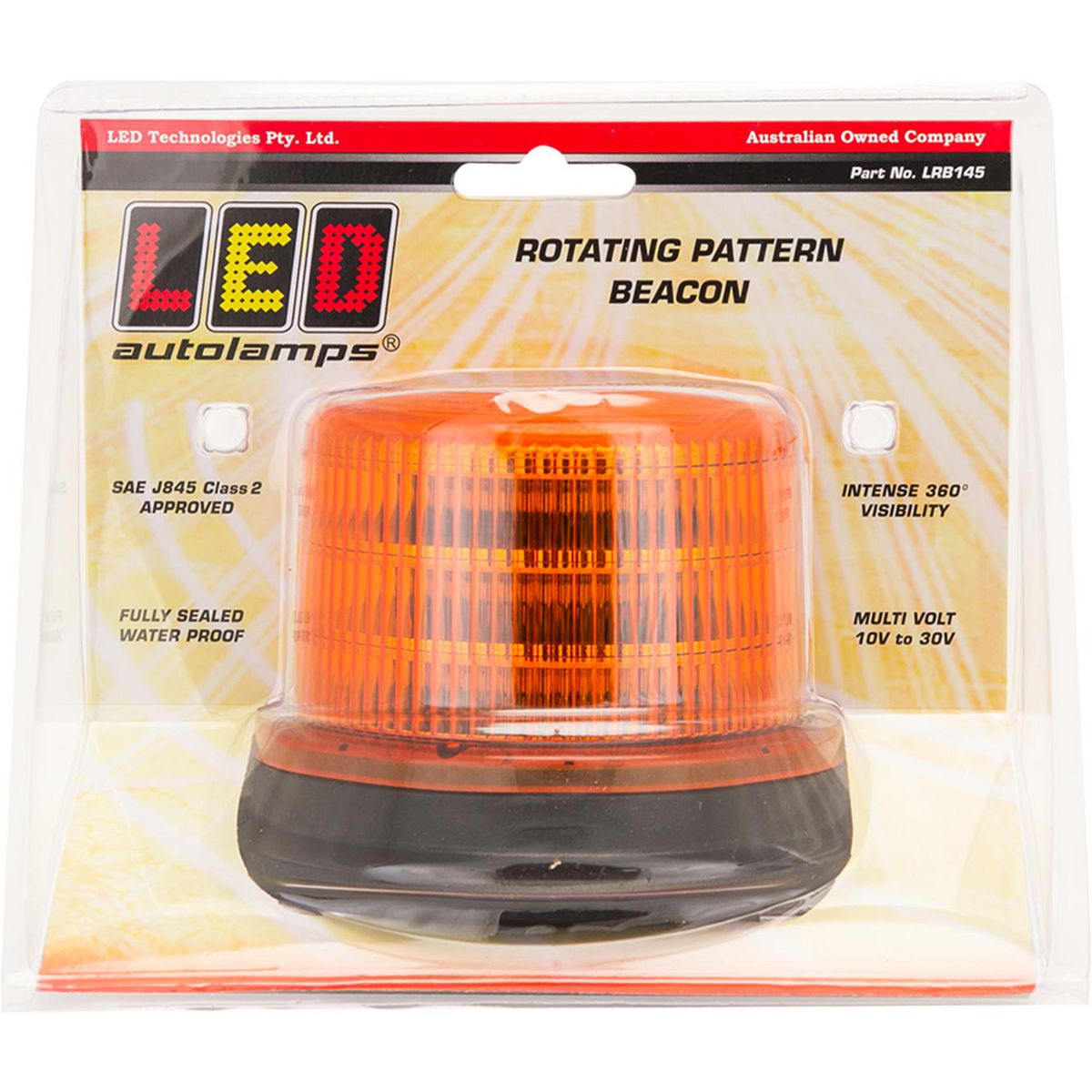 LED Autolamps LED Beacon Amber 10 to 30V Permanent Mount - LRB145
