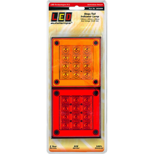 LED Autolamps Multi Volt Stop/Tail/Indicator Lamp 190x95x28mm Blister Pack - 280ARM
