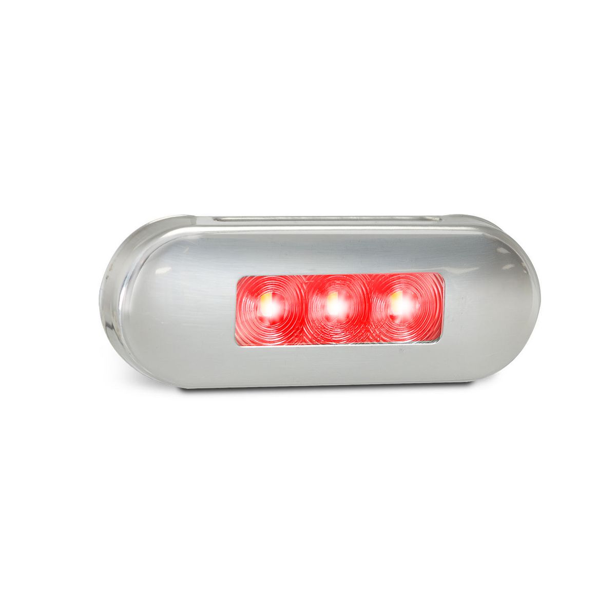 LED Autolamps 12/24V Red Rear End Outline Marker Clear Lens Coloured LEDs Stainless Steel Bezel - 86RMB