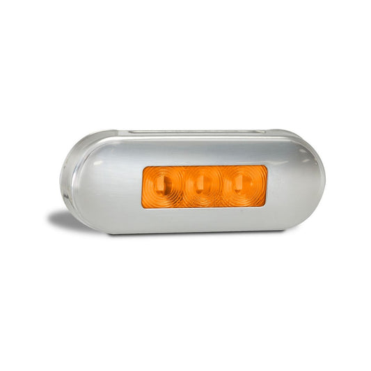 LED Autolamps 12/24V Amber Marker Coloured LEDs Stainless Steel Bezel - 86AAMB