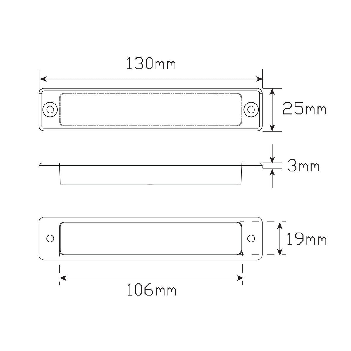 LED Autolamps 12V Slimline LED Stop/Tail Lamp With Red Lens - 25R12