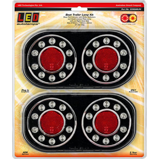 LED Autolamps 12V LED Stop/Tail/Indicator Lamp With Licence Plate Light Left & Right Side Twin Pack - 209GARLP2