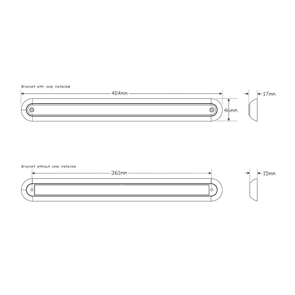 LED Autolamps 12V Stop/Tail LED Strip Light In Chrome Bracket - 380CR12