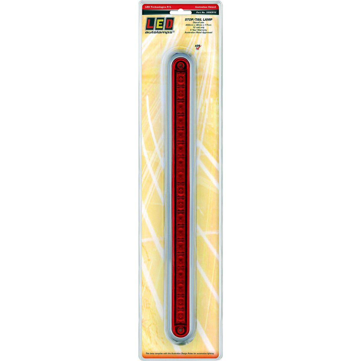 LED Autolamps 12V Stop/Tail LED Strip Light In Chrome Bracket - 380CR12
