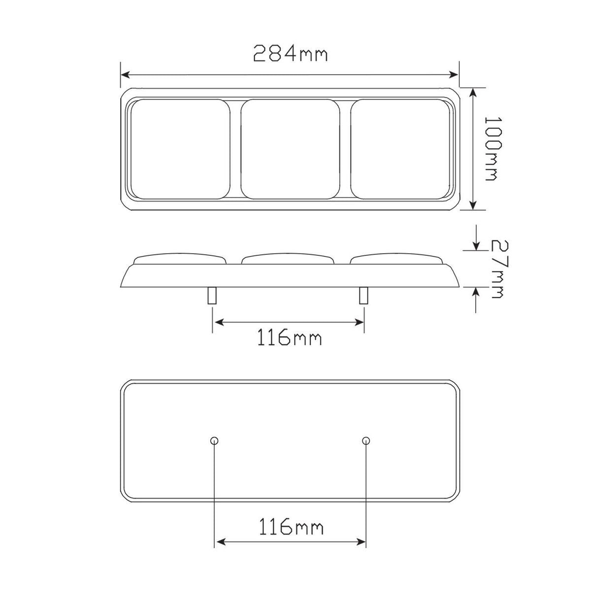 LED Autolamps 12V Stop/Tail/Ind/Rev LED Light Kit 450mm Loom DT04 Connector - SO282ARWM2LR450