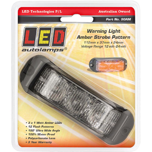LED Autolamps 12/24V Amber Emergency Lamp With Strobe Surface Mount - 90AM