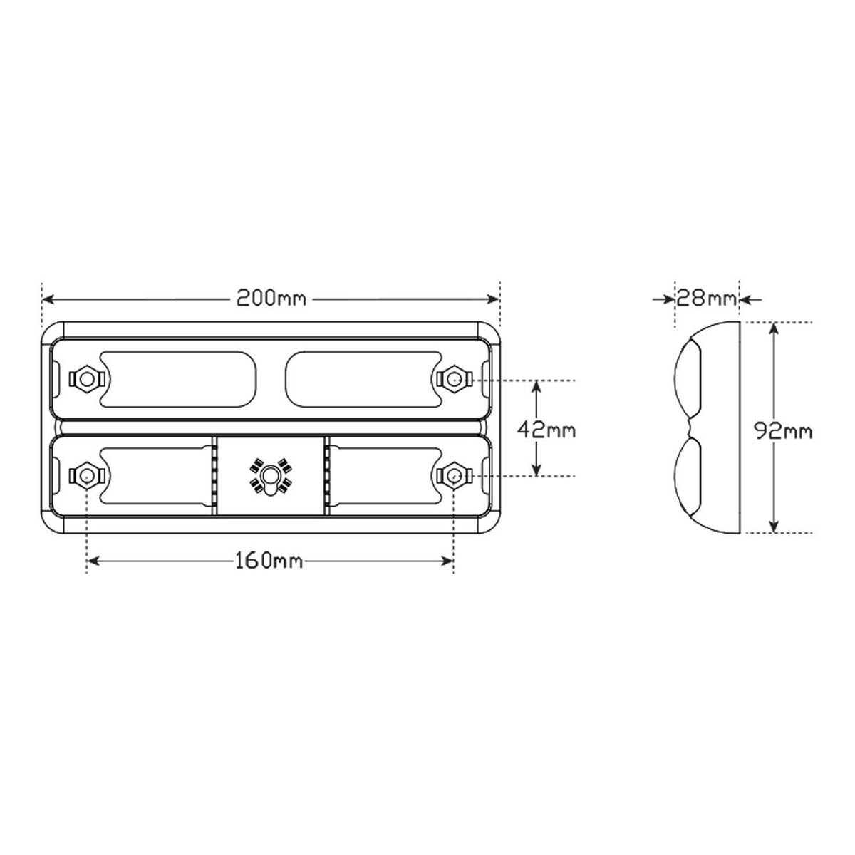 LED Autolamps 12V Stop/Tail/Indicator Lamp With Connector Plug 14 Square LEDs - 207BAR4P