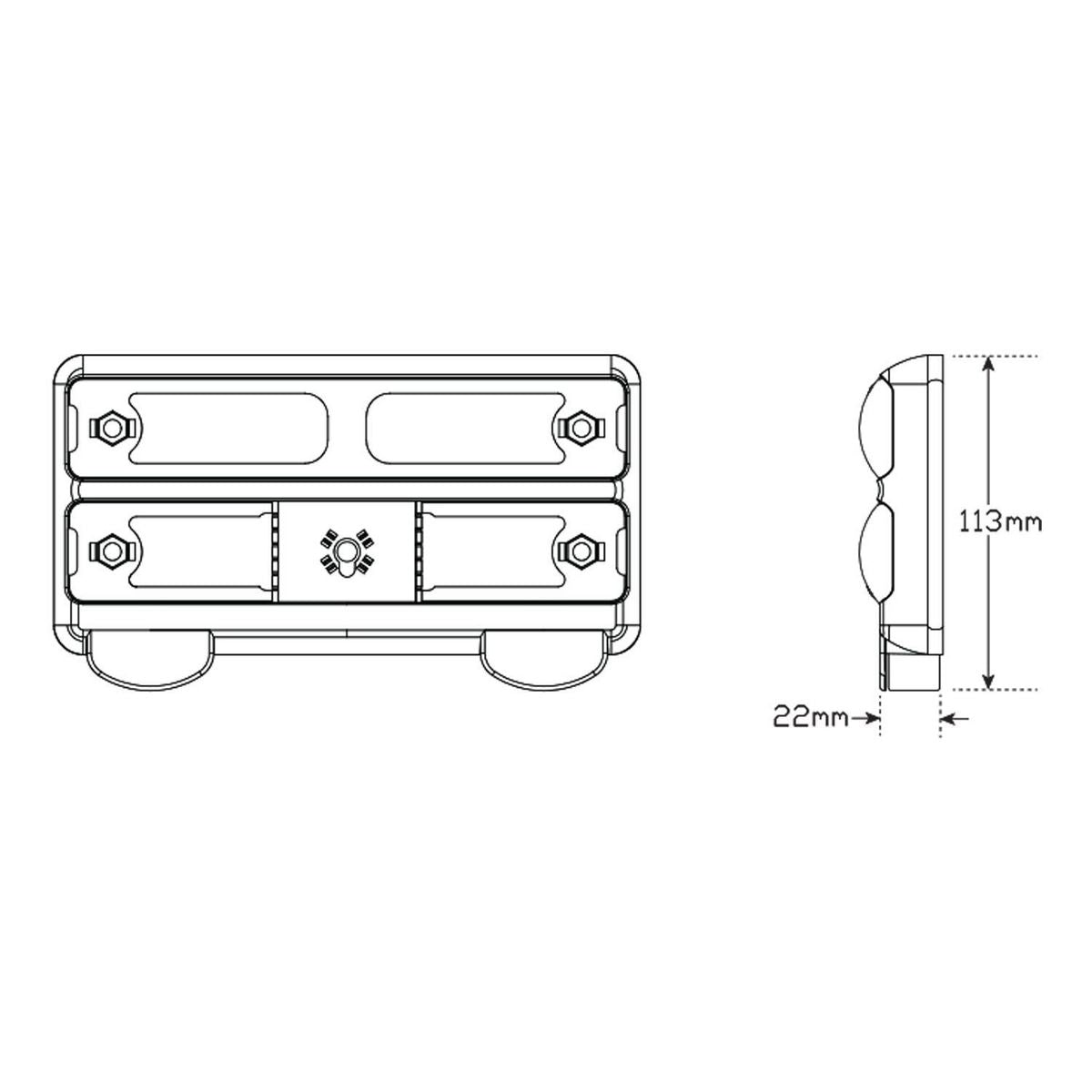 LED Autolamps- 12V Stop/Tail/Indicator Light With Licence Plate Lamp 14 Square LEDs - 207BARL4P