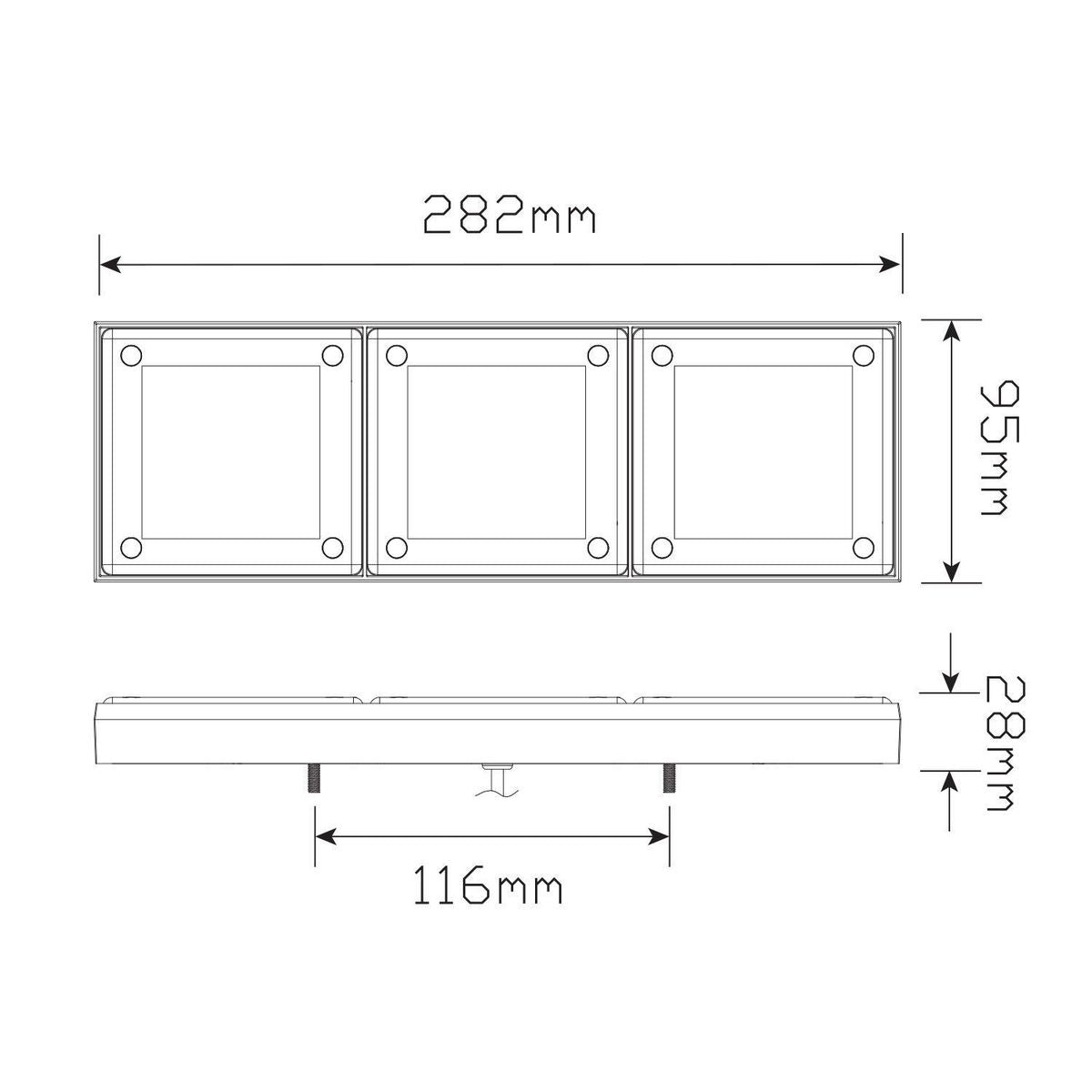 LED Autolamps Stop/Tail/Reverse LED Light Kit w/Male Plugs 12v Boxed - 280ARWM2LR12/450