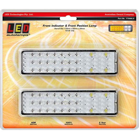 LED Autolamps LED Autolamps Front Indicator/Position LED Light Clear Lens 12v Twin Blister Pack - 175AW/2