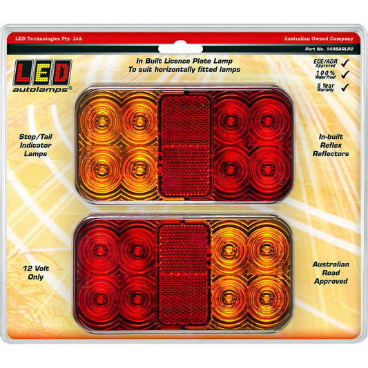 LED Autolamps 12V Stop/Tail/Indicator/Licence Plate Lamp With Reflector Twin Blister - 149BARLP2