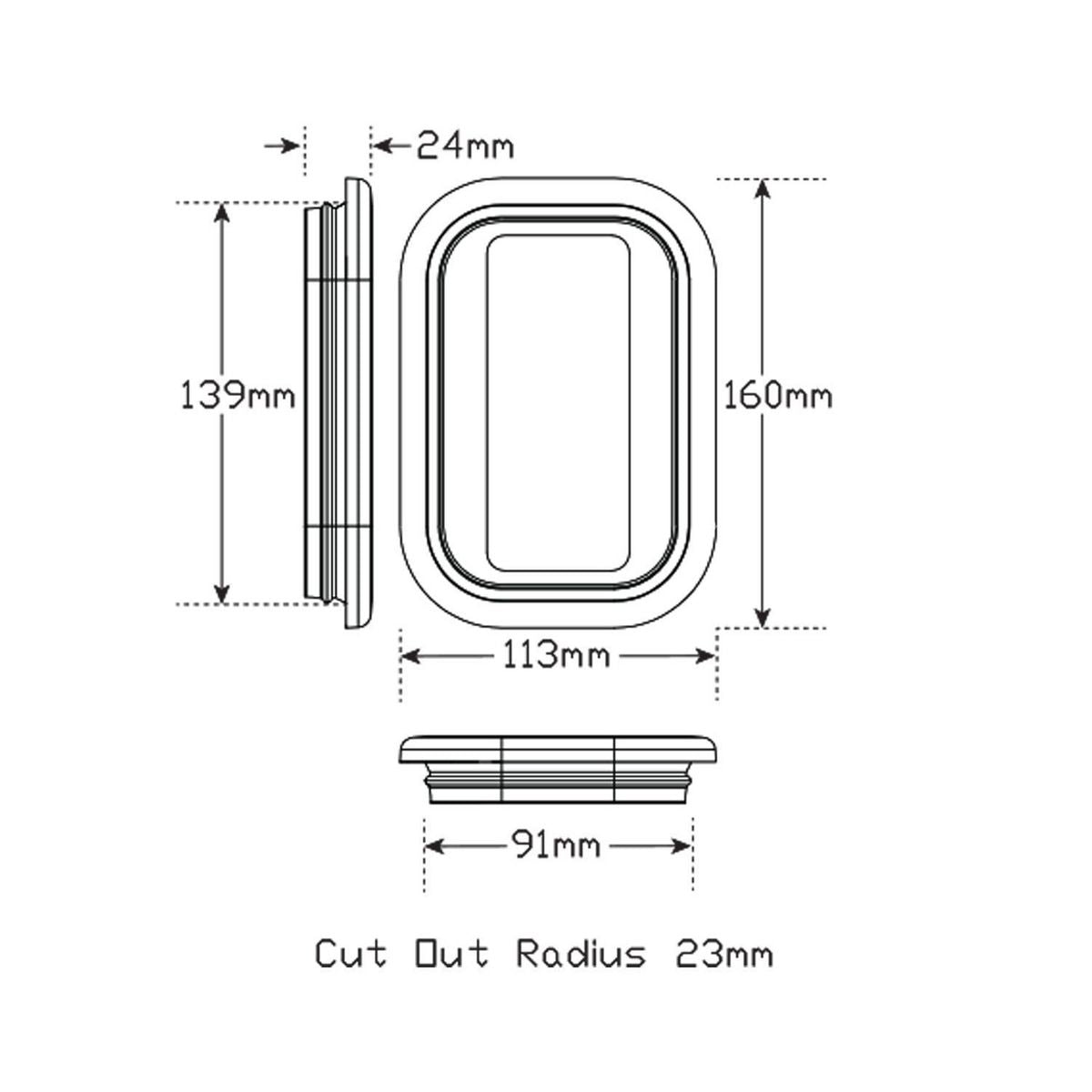 LED Autolamps Black Rubber Grommet Suit Rectangular Lights - 59401