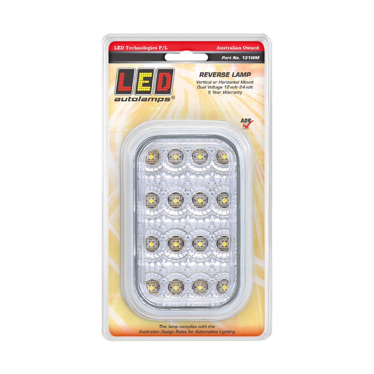LED Autolamps Reverse LED Light Clear Lens 16 LEDs 12/24v Bulk Pack - 131WM