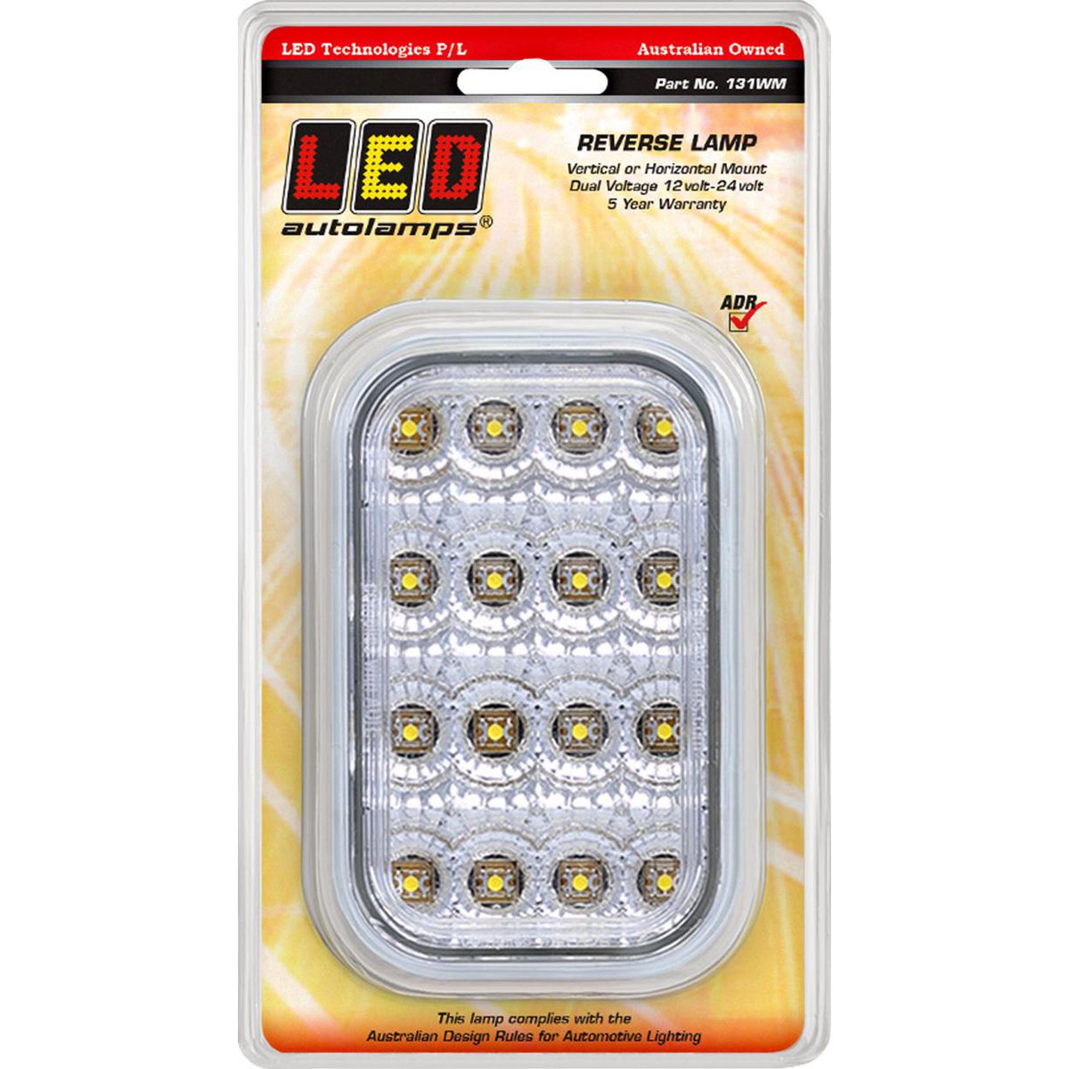 LED Autolamps Reverse LED Light Clear Lens 16 LEDs 12/24v Bulk Pack - 131WM