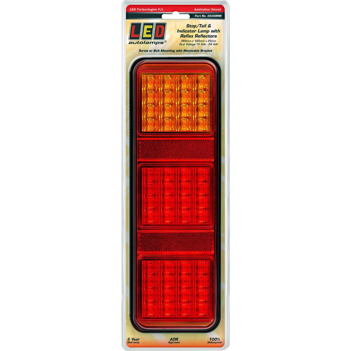 LED Autolamps 12/24V Stop/Tail/Indicator Lamp With Inbuilt Reflectors Screw Or Bolt On Mount - 283ARRM