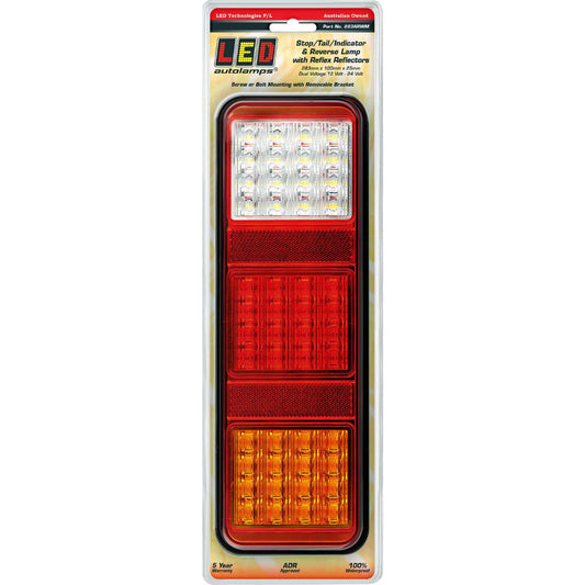 LED Autolamps 12/24V Stop/Tail/Indicator/Reverse Lamp With Inbuild Reflectors - 283ARWM