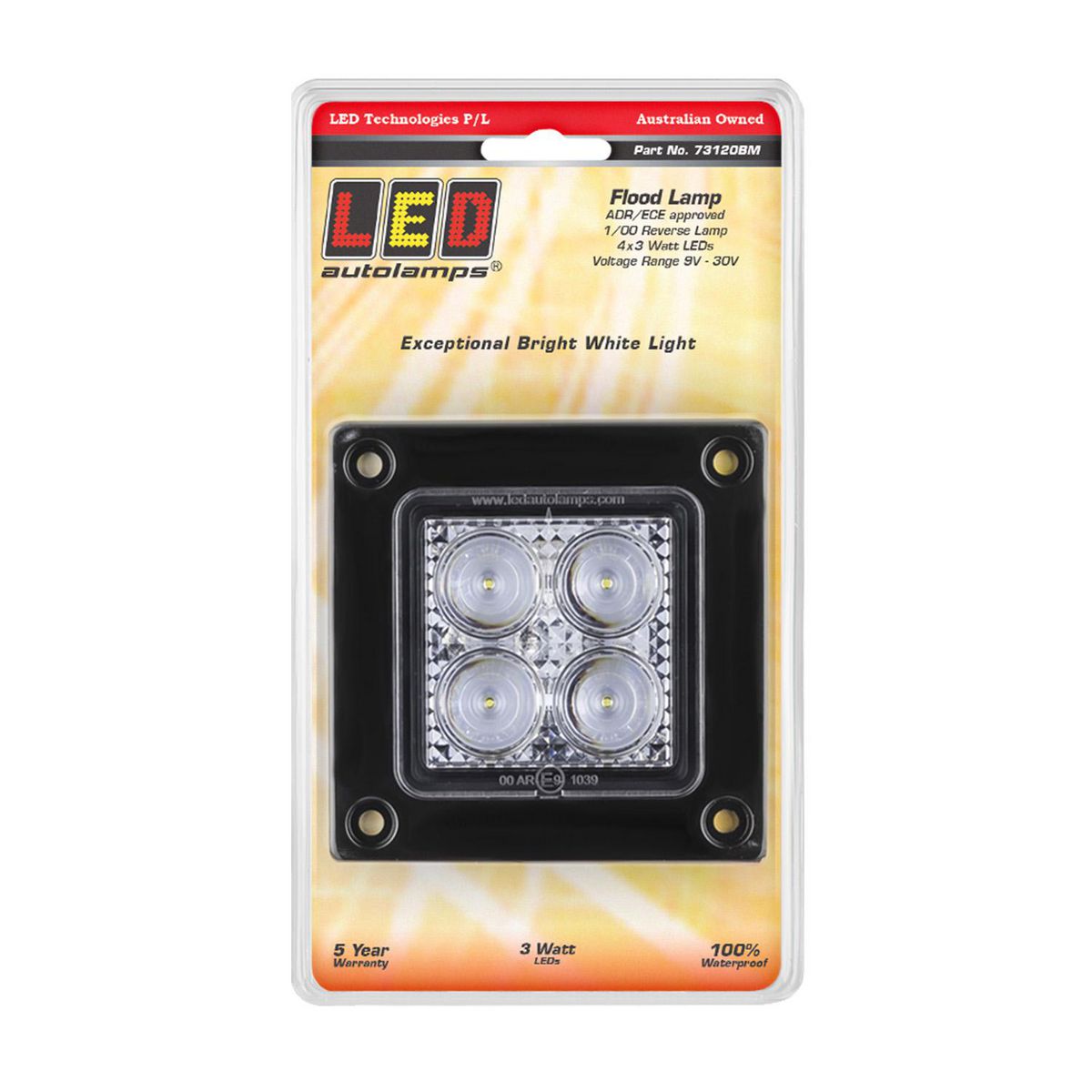 LED Autolamps 9/30V Flood/Reverse Lamp Recessed Mount Black E. Coating - 73120BM