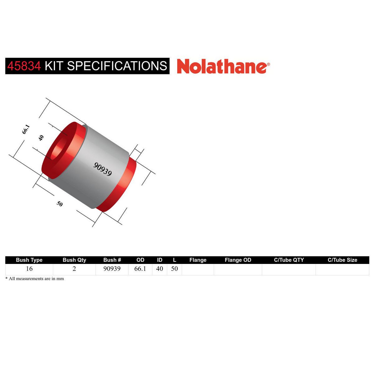 Nolathane Front Lower Control Arm Inner Rear Bushing Kit - 45834
