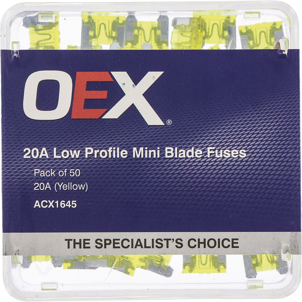 OEX Fuse Low Profile Mini Blade 20A Yellow (Pack of 50) - ACX1645
