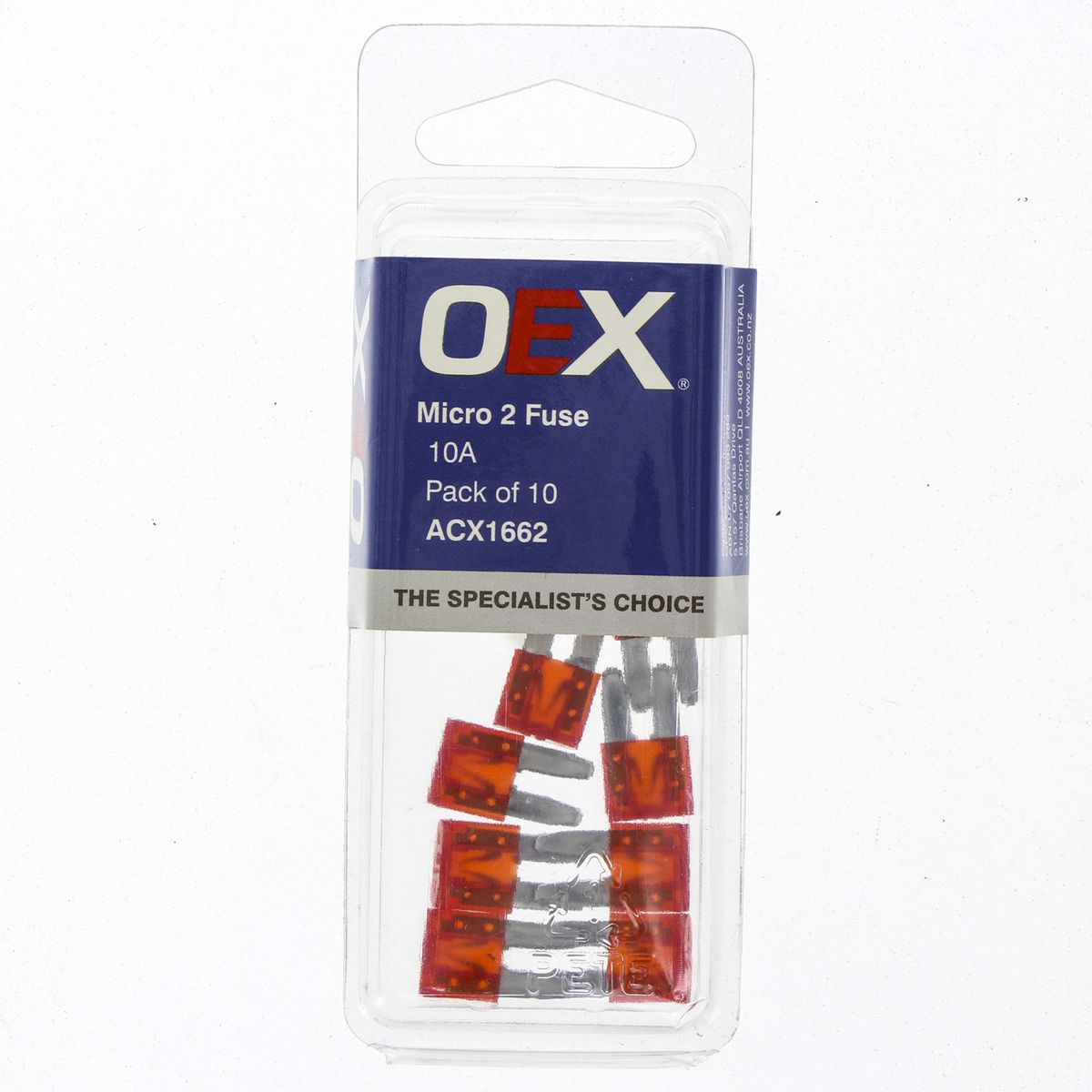 OEX Fuse Micro 2-Blade 10A Red (Pack of 10) - ACX1662